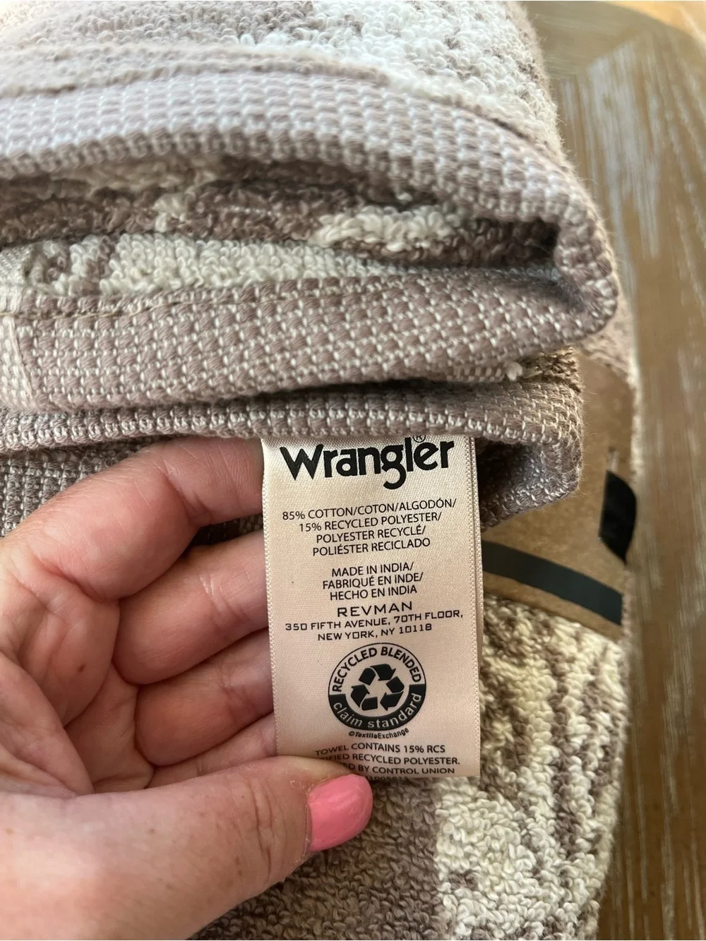Wrangler Taupe and Cream Star Hand Towel
